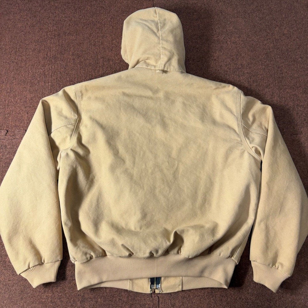 A+ Tan Carhartt J131 Sand Duck Canvas Active Jacket Quilted Lined Hooded Mens XL - Picture 7 of 7